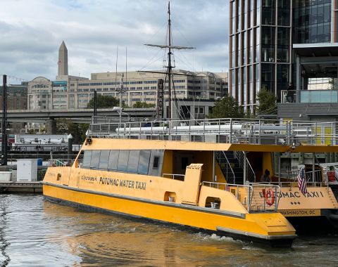 A yellow water taxi