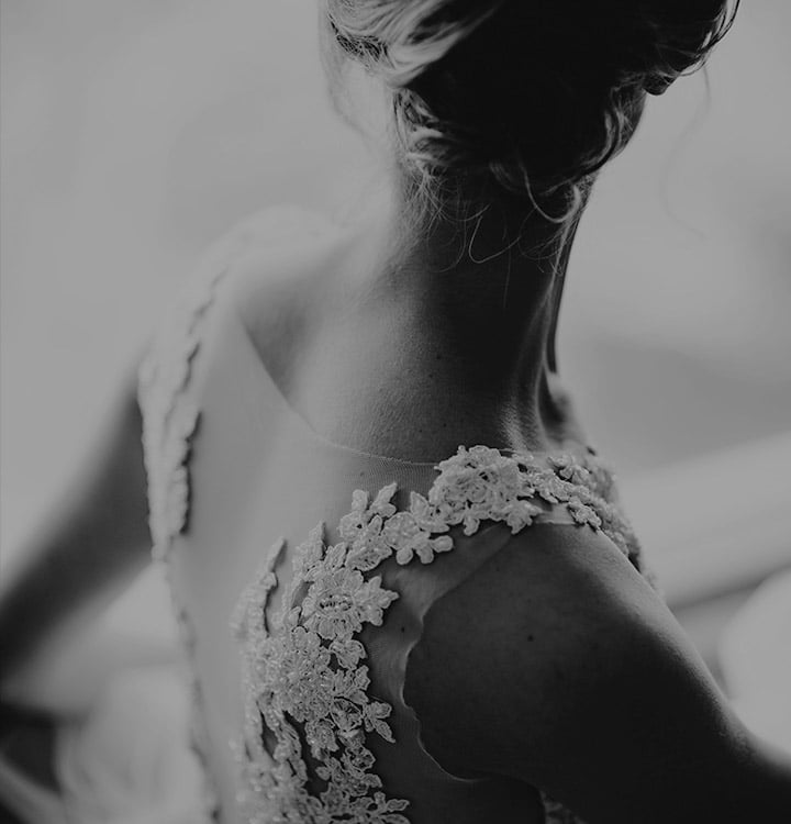 A woman wearing a wedding dress