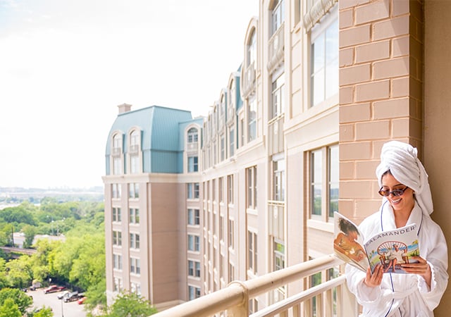 Exterior balcony shot with a view