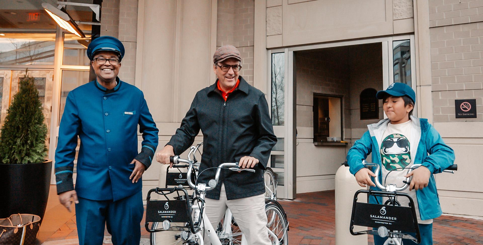 People riding bikes