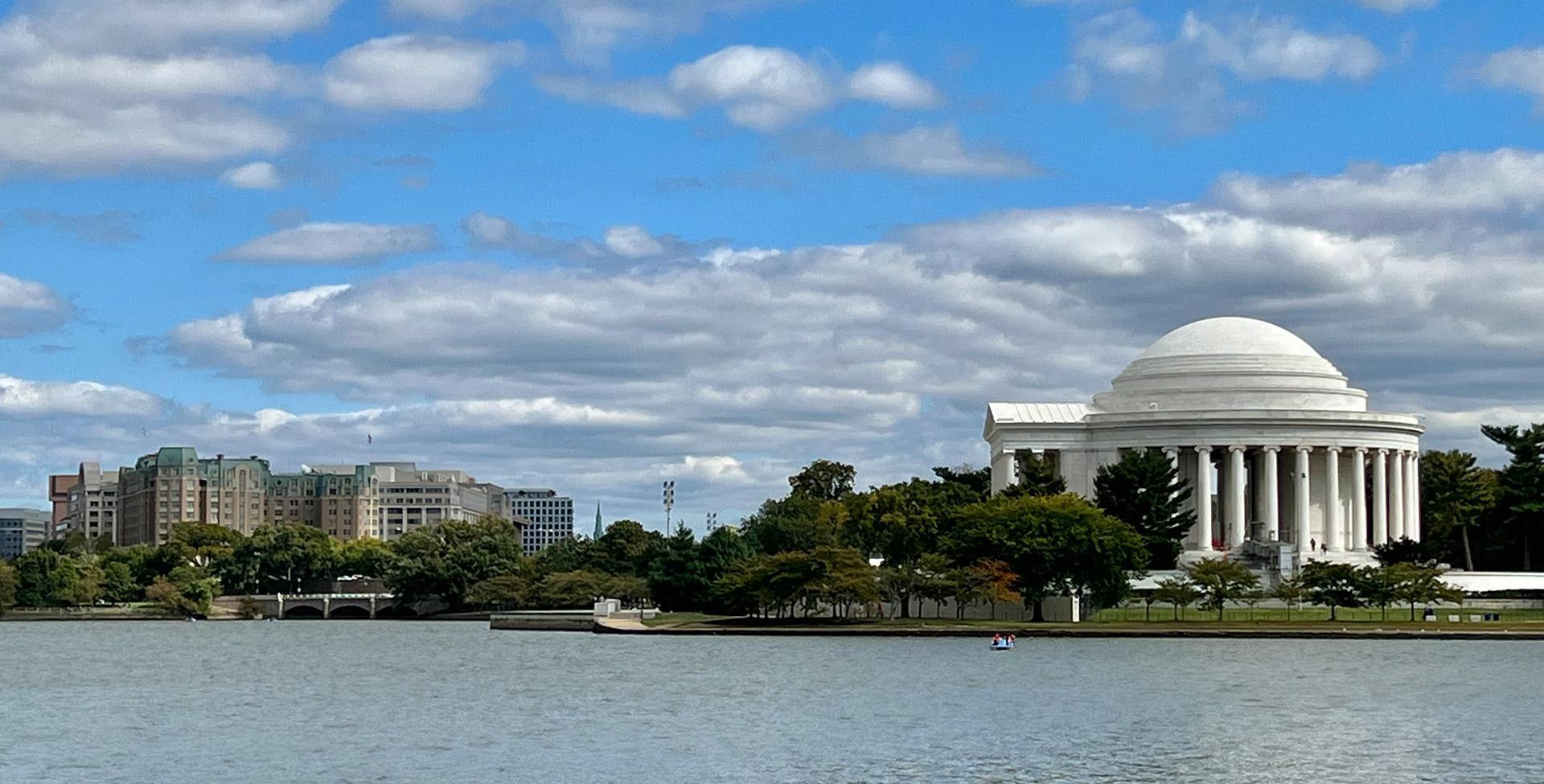 Water in front of memorial